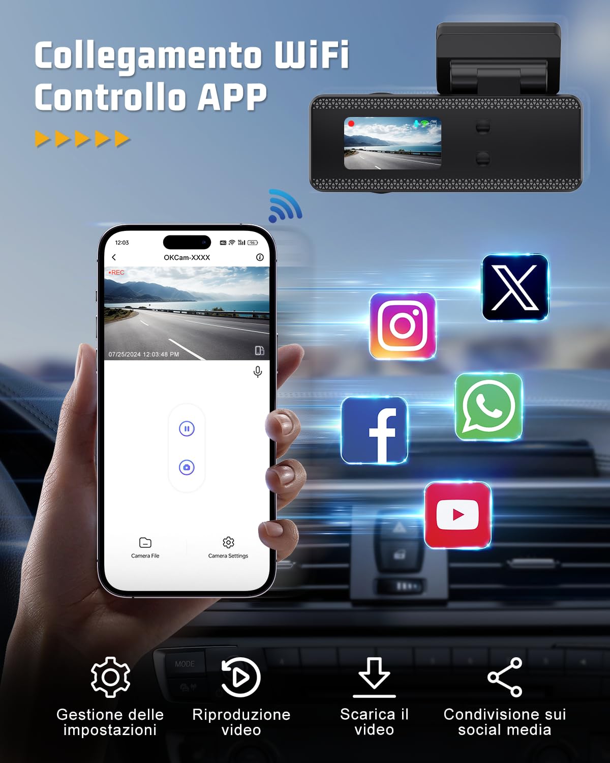 Dash Cam Auto 4K, WiFi