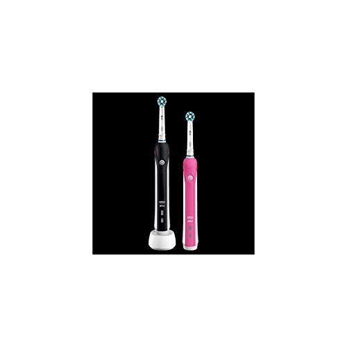 Oral-B PRO 2 2950N CrossAction Spazzolino Elettrico Ricaricabile con 2 Manici Connessi, di cui 1 Rosa e 1 Nero, 2 Testine di Ricambio e 2 Modalità, tra cui Protezione Gengive - Eccomi OnLine