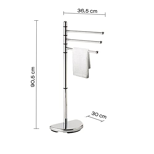 Piantana Cromata, Misure 90,5x36,5x30 cm, Porta Asciugamani da Terra in Metallo e resine, Design R&S, Garanzia 2 Anni, Bianco, Unica