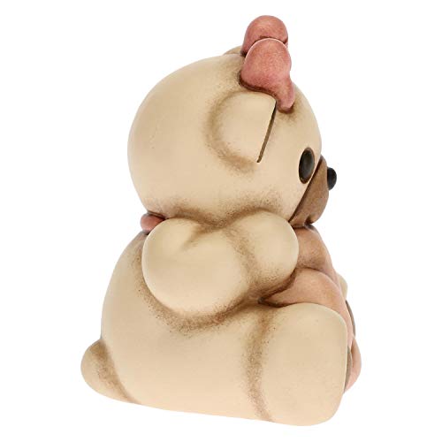 Teddy con Quadrifoglio Portafortuna Rosa - Bomboniera Bambina - Ceramica - 6 x 4,2 x 5,5h cm - THUN
