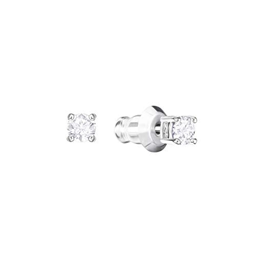 Orecchini Attract Round, bianco, Placcatura rodio