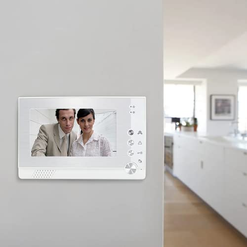 Videocitofono Monofamiliare Monitor 7 Pollici Apriporta e Campanello, Controllo e Sorveglianza, Citofono con Telecamere Visione Notturna, 16 Suoni, Parete, Silver, 15x3x23 cm