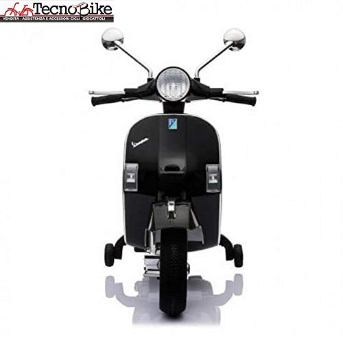 Piaggio Vespa PX 150 12V con Rotelle Sella in Pelle Ingr Mp3 Luci LED Suoni (Nero)