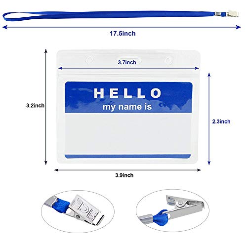 Gimars Porta ID Badge da Collo Orizzontale Impermeabile e Trasparente con Cordino e PortaPass Carte per Uso da Lavoratori Impiegati Studenti Conferenza 50 set Blu - Eccomi OnLine