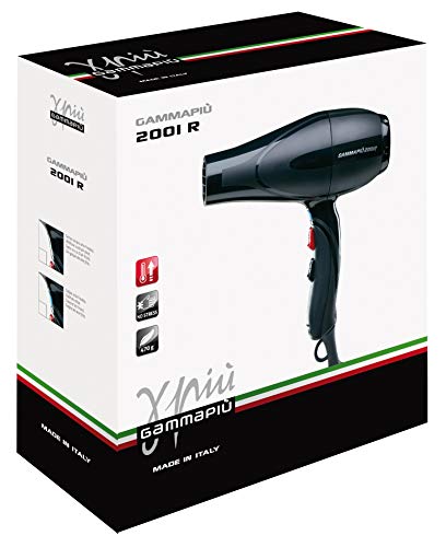 GAMMAPIU’ Asciugacapelli Professionale 2001R Nero, Phon per Capelli Professionale ad Alte Prestazioni, Impugnatura Ergonomica Antiscivolo, Asciugacapelli con Asciugatura Veloce, W 1900-2200 - Eccomi OnLine