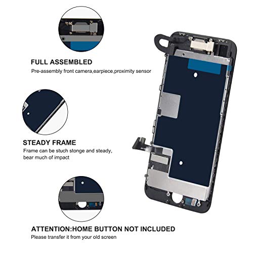 MeetDream per iPhone 8 LCD Display Schermo Nero Touch Screen 4.7" Pre-assemblato con sensore prossimità, Fotocamera Frontale, Auricolare e Piastra Metallica Posteriore Kit Attrezzi di - Eccomi OnLine