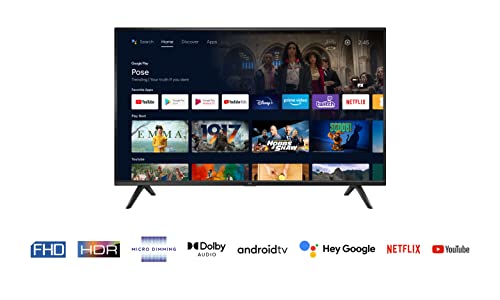 TCL 40S5209, Smart TV 40” FHD con Android TV, HDR & Micro Dimming, Compatibile con Google Assistant, Chromecast e Google Home