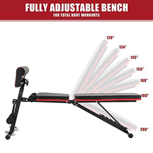 Panca Pesi Regolabile con Sedia Romana Preacher Curl Attrezzatura da Allenamento per Addominali Panca Fitness per Casa Massimo 150 kg con Set di Fasce di Resistenza (Stile Aggiornato)