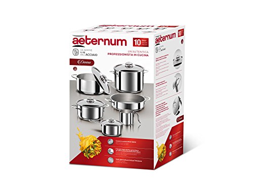 Aeternum Divina Batteria 10 Pezzi, Acciaio, Adatto all'induzione, Argento