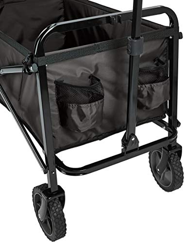 Carrello da giardino o per la spiaggia, pieghevole, per esterni, con borsa di custodia, nero