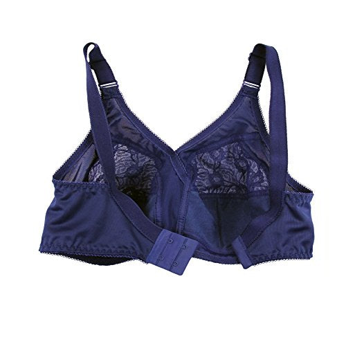 Reggiseno Senza Ferretto Taglie Forti Contenitivo Pizzo Donna Blu 7C - Eccomi OnLine