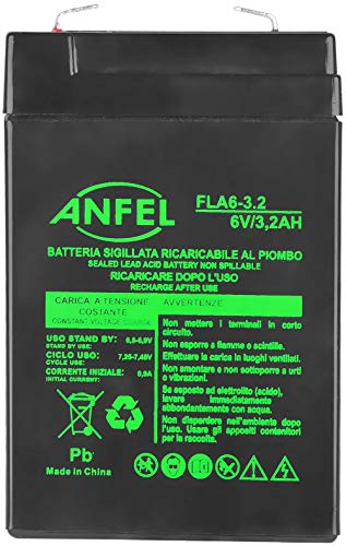 Batteria AGM 6V 3.2Ah al Piombo Ricaricabile Ermetica Ricambio per Lampada di Emergenza beghelli 8799 415272001 1499 RT628 FP628