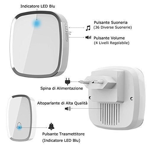 Campanello Senza Fili da Esterno Impermeabile IP44, YYQ