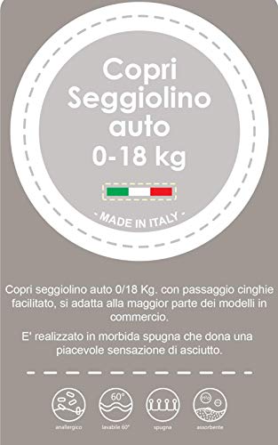 Morbido Copri Seggiolino Auto Universale 0/18 In Doppia Spugna Di Cotone 100% (Azzurro)
