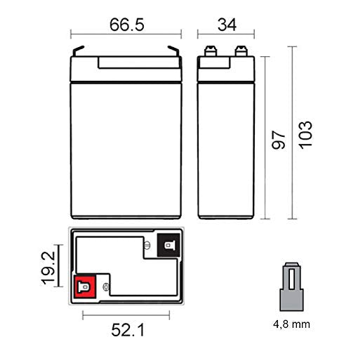 Batteria AGM 6V 3.2Ah al Piombo Ricaricabile Ermetica Ricambio per Lampada di Emergenza beghelli 8799 415272001 1499 RT628 FP628