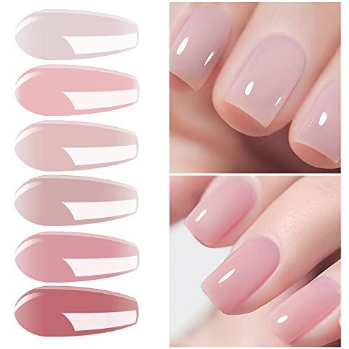 Smalto Semipermanente Trasparente , 6 Colori Smalti in gel per unghie Colore Naturale Rosa