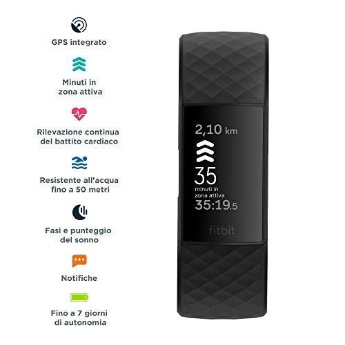 Fitbit Charge 4: fitness tracker con GPS integrato, rilevazione del nuoto e fino a 7 giorni di durata della batteria, Nero - Eccomi OnLine