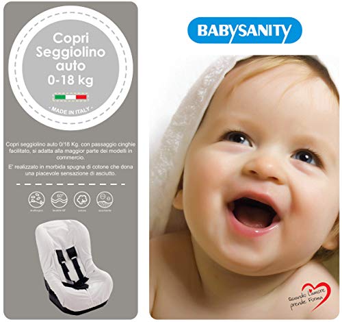 Morbido Copri Seggiolino Auto Universale 0/18 In Doppia Spugna Di Cotone 100% (Bianco)