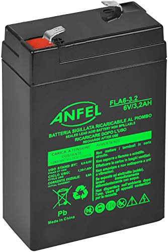 Batteria AGM 6V 3.2Ah al Piombo Ricaricabile Ermetica Ricambio per Lampada di Emergenza beghelli 8799 415272001 1499 RT628 FP628