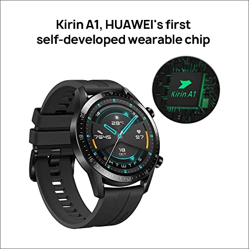 HUAWEI Smartwatch Watch GT 2 (46 mm), durata della batteria di 2 settimane,  GPS integrato, 15 modalità sport, monitoraggio della frequenza cardiaca in  tempo reale, chiamate Bluetooth, nero