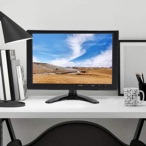 Monitor portatile ultra sottile, monitor da tavolo, monitor LCD HD universale da 10,1 pollici 1280x800 16:10 Supporto ingresso HDMI/VGA/AV (100-240 V)(spina europea)
