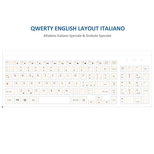 Tastiera Wireless Layout Italiano e Mouse, Compatibili Mac/Windows/Tablet-Argento