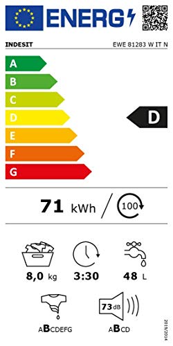 Indesit Lavatrice a carica frontale, 8 KG, 1200 GIRI/MIN, Bianco