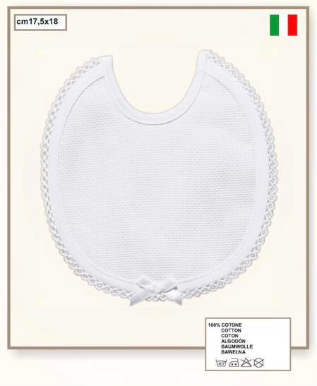 DA RICAMARE. CONFEZIONE N.3 BAVETTE BIANCHE E TONDE IN TELA AIDA - Eccomi OnLine