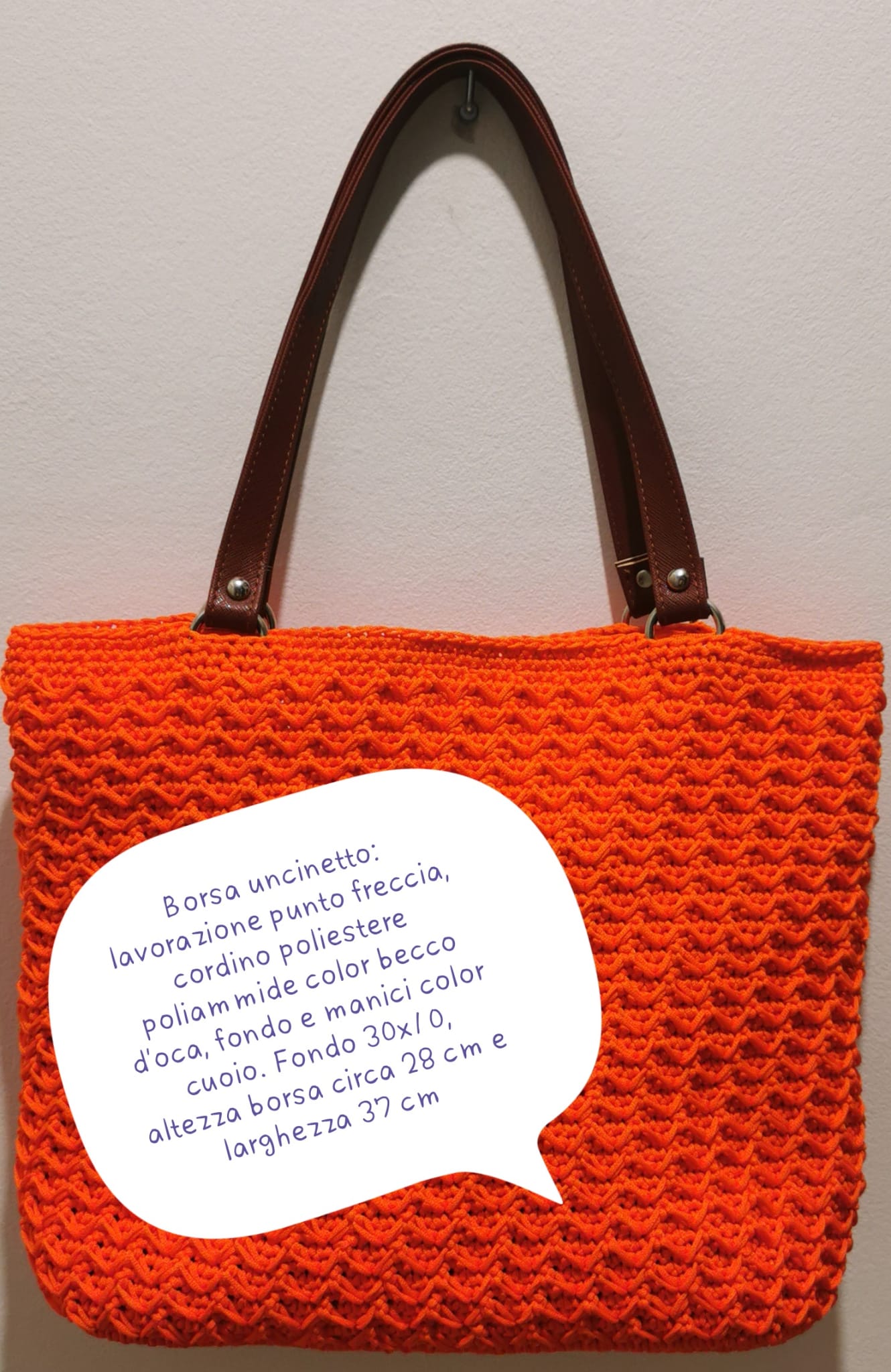 BORSA ALL'UNCINETTO, BECCO D'OCA E MANICI CUOIO