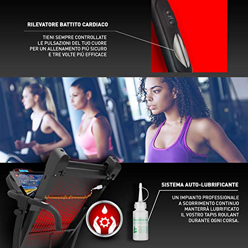 YM TAP100 Tapis Roulant Elettrico Pieghevole 10 km/h, App KINOMAP e ZWIFT Coaching Multiplayer, Sensore Cardio, 12 Programmi, Pulsanti Velocità Manubrio, Lubrificazione Automatica, 750W (2,5HP Picco)