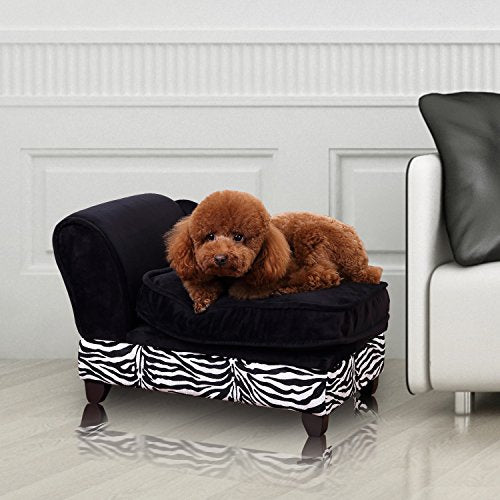 Divano per Animali Domestici con Vano Portaoggetti, Nero e Bianco, 57x34x36cm