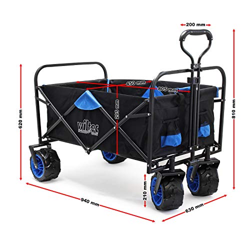 Carrello da spiaggia manuale pieghevole con ruote extra large Carretto da trasporto offroad