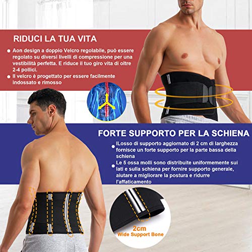Fascia Addominale per Uomo, Nero, M