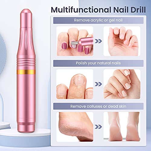 Fresa per Unghie Professionale Elettrico, 11 in 1 Portatile kit Manicure e Pedicure Elettrico, 20000 RPM Velocità Regolabile