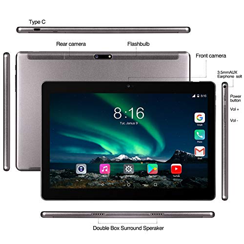 Tablet 10 Pollici 8 Core - Android 10.0 GMS Tablet 4G LTE, 4 GB di RAM e 64 GB, Doppia SIM, GPS, WiFi, - Gray