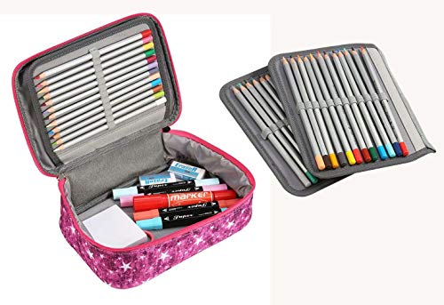 EDATOFLY 72 Slot Matite Astuccio Multifunzione Grande Astuccio Borsa Matite per Ragazzi e Ragazze (Rosa Rossa) - Eccomi OnLine