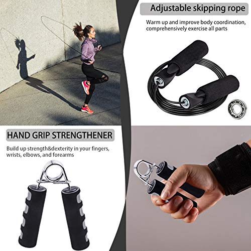 Rullo per Addominali 5in1 AB Roller Addominali con Pinza Mano + Maniglie per Flessioni + Corda per Saltare + Imbottiture per Le Ginocchia, Esercizi di rollout Core ABS per Uomo/Donna Fitness