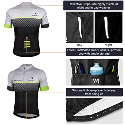 Maglietta Ciclismo Manica Corta Maglia MTB Traspirante Asciugatura Veloce Abbigliamento per Multi-Sport da Uomo (Grigio,M)