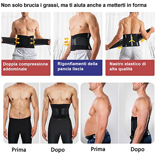 Fascia Addominale per Uomo, Nero, M