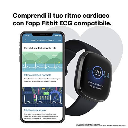 Smartwatch Fitbit Sense, Nero (Carbon/Graphite)