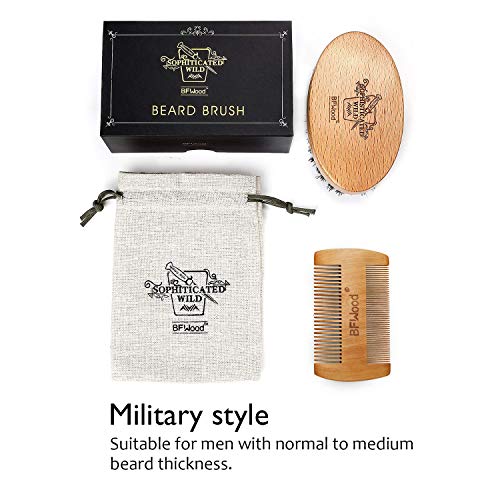 Set di Spazzola Barba con setole di cinghiale e Pettine - Stile militare - Eccomi OnLine