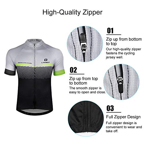 Maglietta Ciclismo Manica Corta Maglia MTB Traspirante Asciugatura Veloce Abbigliamento per Multi-Sport da Uomo (Grigio,M)