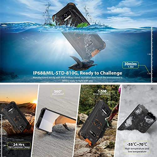 OUKITEL WP5 Rugged Smartphone in Offerta, Batteria 8000mAh, Display 5.5 Pollici, Quad-core 4GB +32GB Telefonia Cellulare, IP68 Impermeabile Antiurto, Triple-Camera, Android 10.0, Dual SIM/OTG/GPS