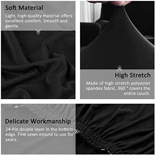 TAOCOCO Copridivano con Penisola Elasticizzato Chaise Longue Sofa Cover Componibile in Poliestere a Forma di L (Nero, 3 Posti+3 Posti) - Eccomi OnLine