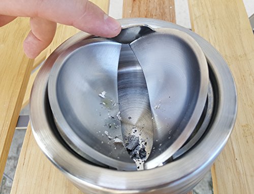 Posacenere antivento, richiudibile, in acciaio inox, argento - Eccomi OnLine