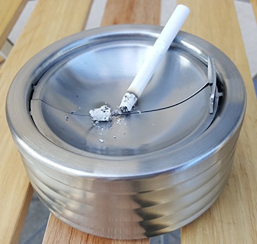 Posacenere antivento, richiudibile, in acciaio inox, argento - Eccomi OnLine