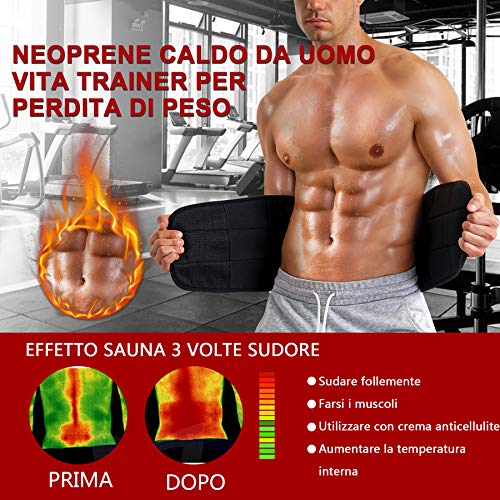 Fascia Addominale per Uomo, Nero, M
