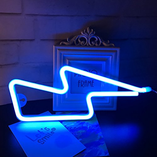 Insegne luminose a forma di fulmine 3D (Blu)