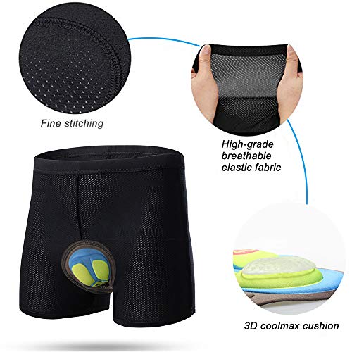 Pantaloncini Corti da Bicicletta Bici da Ciclismo 4D Imbottitura Antibatterica in Gel di silice (Verde, M)