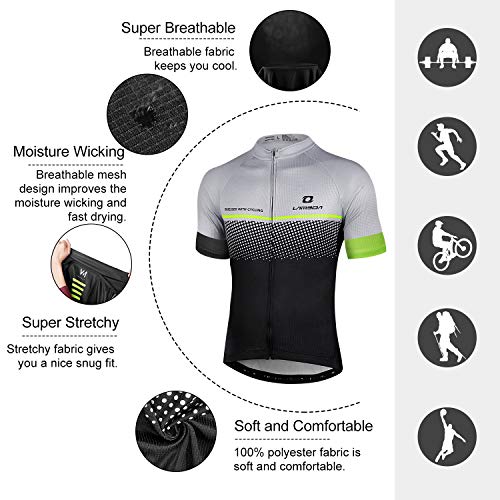 Maglietta Ciclismo Manica Corta Maglia MTB Traspirante Asciugatura Veloce Abbigliamento per Multi-Sport da Uomo (Grigio,M)